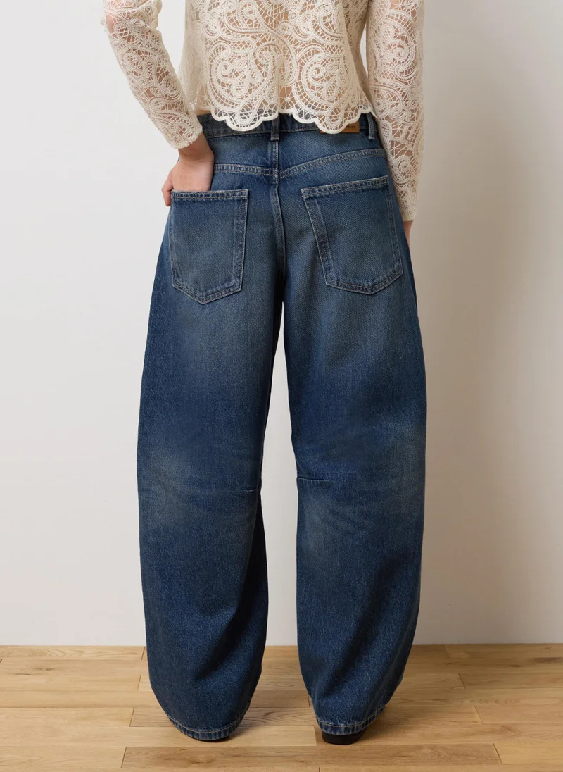 Ovs  OVS Balloon Blue Cotton Jeans for Women | Best Price UAE